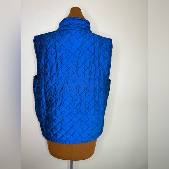 Chico's Design Silk Royal Blue Quilted Vest Zipper Front Size Large - Picture 2 of 5